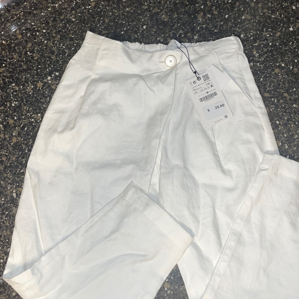 Zara White Linen Pants (ankle length) GIRLS
